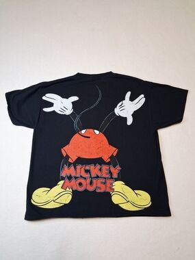 4/20$ Disney Black Mickey Mouse Graphic Tee with Red, Yellow, White Accents
